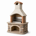 Beton Grillkamin mit Edelstahlrosten, Beige/Terrakotta