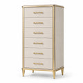 Holz- und Metallkommode mit 6 Schubladen in Beige und Gold