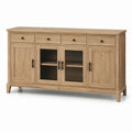 Sideboard aus Massivholz in Naturfarbe mit Glastüren