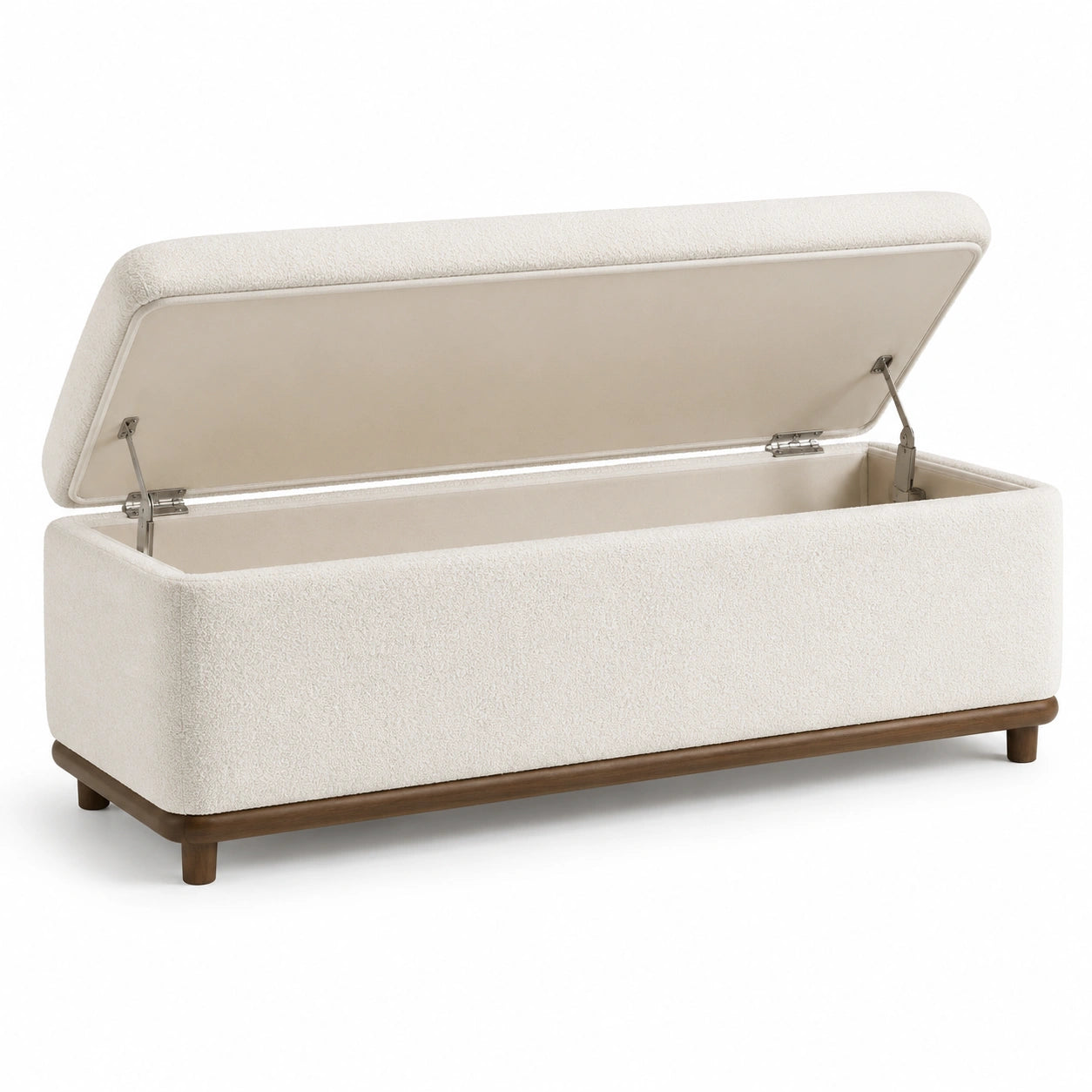 Stauraumbank aus Stoff und Holz 120x40x45 cm Beige