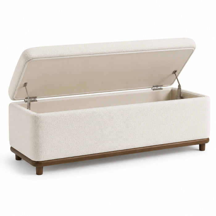 Stauraumbank aus Stoff und Holz 120x40x45 cm Beige
