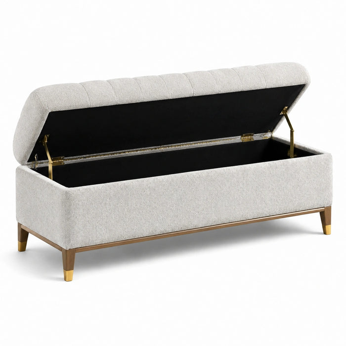 Aufbewahrungsbank Polyester mit Metallbeinen 120 cm x 40 cm x 45 cm Beige