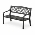 Schwarze Metall-Gartenbank mit Rundmuster 120 cm