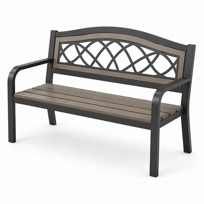 Metallbank mit Kunststoff in Holzoptik 127cm Schwarz Braun
