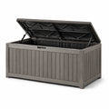 Gartenbox Kunststoff 120 cm x 60 cm x 55 cm Holzoptik Grau