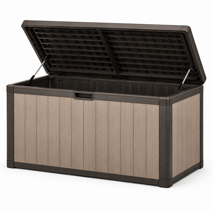 Kunststoff Gartenbox mit Holzoptik, 120 cm x 45 cm x 60 cm, Braun