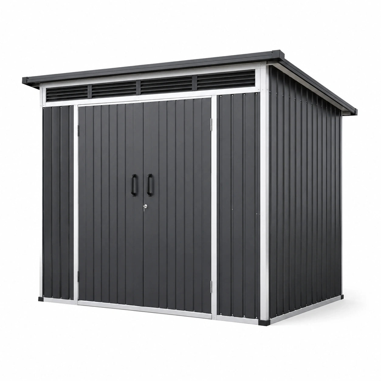 Metall Gerätehaus Verzinktes Stahlblech Anthrazit Doppelttür 210x130x185 cm