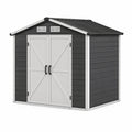 Gartenhaus Polypropylen Holzoptik 185x152x226 cm Dunkelgrau/Weiß