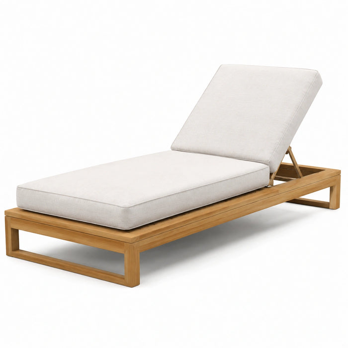 Teakholz Gartenliege mit Polyester in Beige