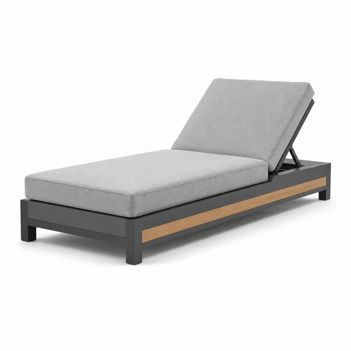 Gartenliege Aluminium Polywood Grau 200 cm