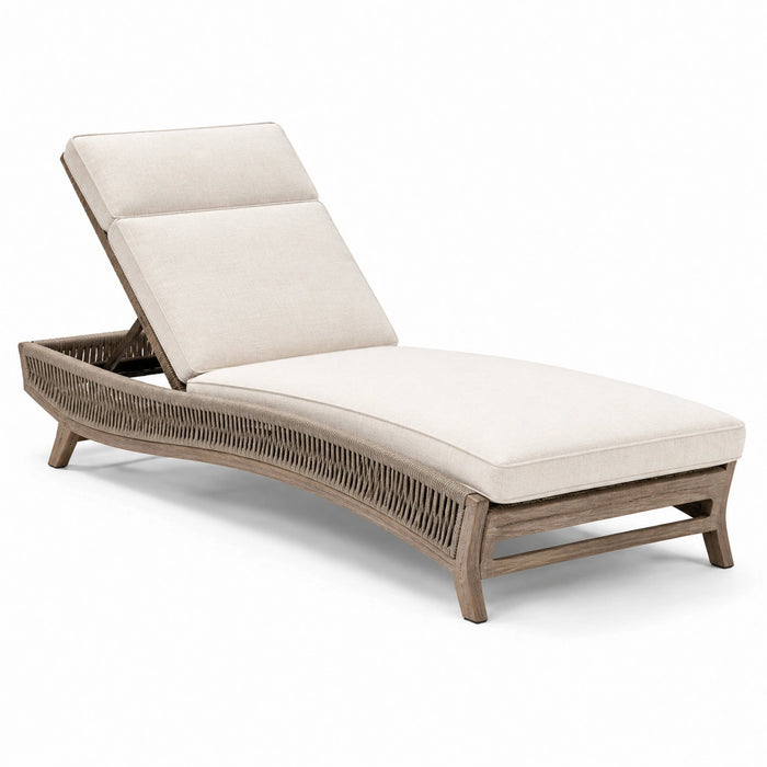 Gartenliege aus Holz und Stoff Beige 200x70x35 cm