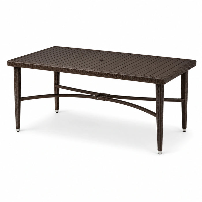 Rechteckiger Gartentisch aus Polywood und Aluminium Braun